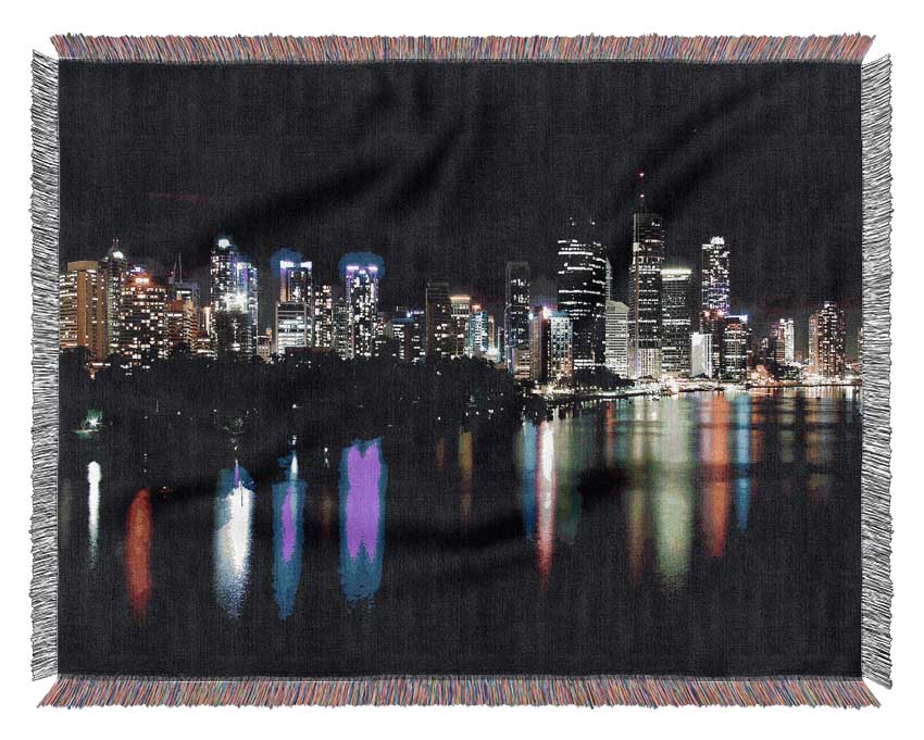 Hong Kong Rainbow Light Reflections Woven Blanket