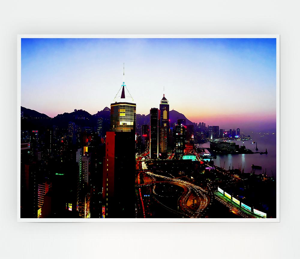 Hong Kong Surreal Nights Print Poster Wall Art