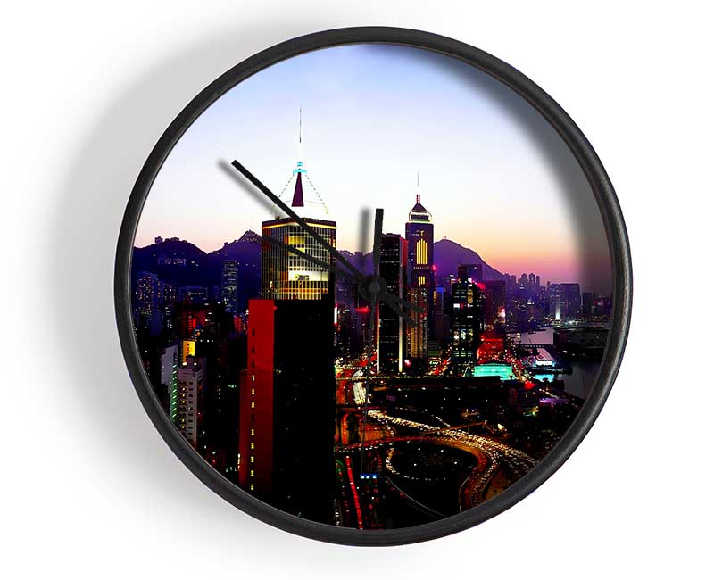 Hong Kong Surreal Nights Clock - Wallart-Direct UK