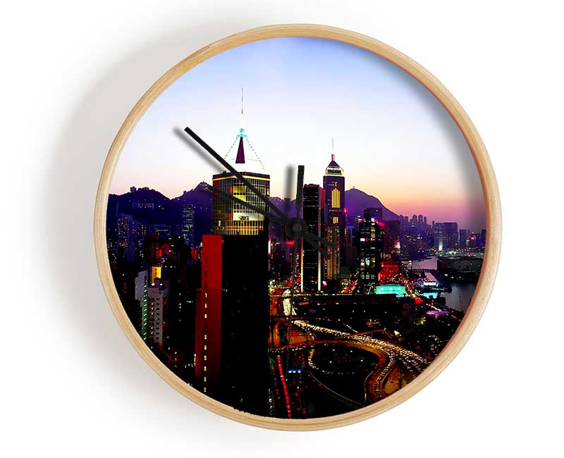 Hong Kong Surreal Nights Clock - Wallart-Direct UK