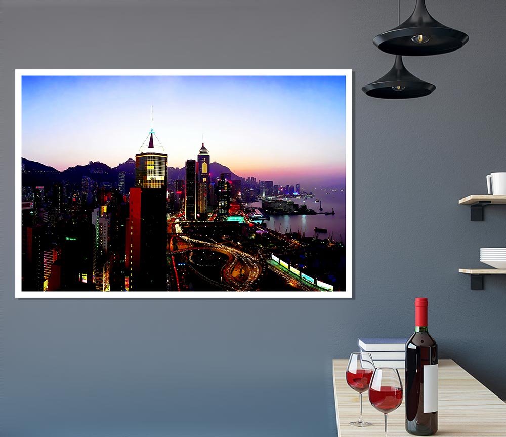 Hong Kong Surreal Nights Print Poster Wall Art