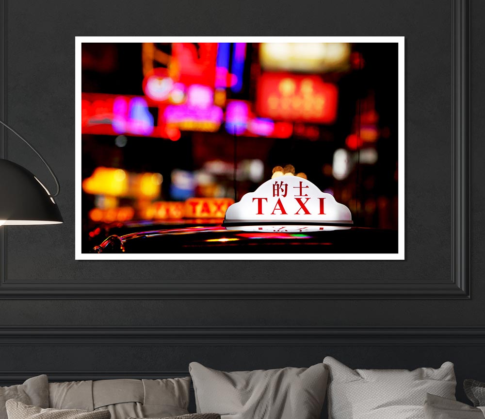 Hong Kong Taxi Print Poster Wall Art