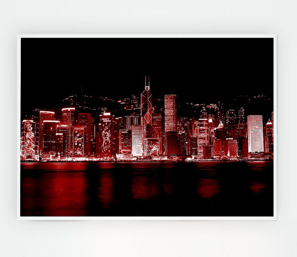 Hong Kong Waters Red Print Poster Wall Art