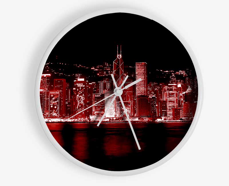 Hong Kong Waters Red Clock - Wallart-Direct UK