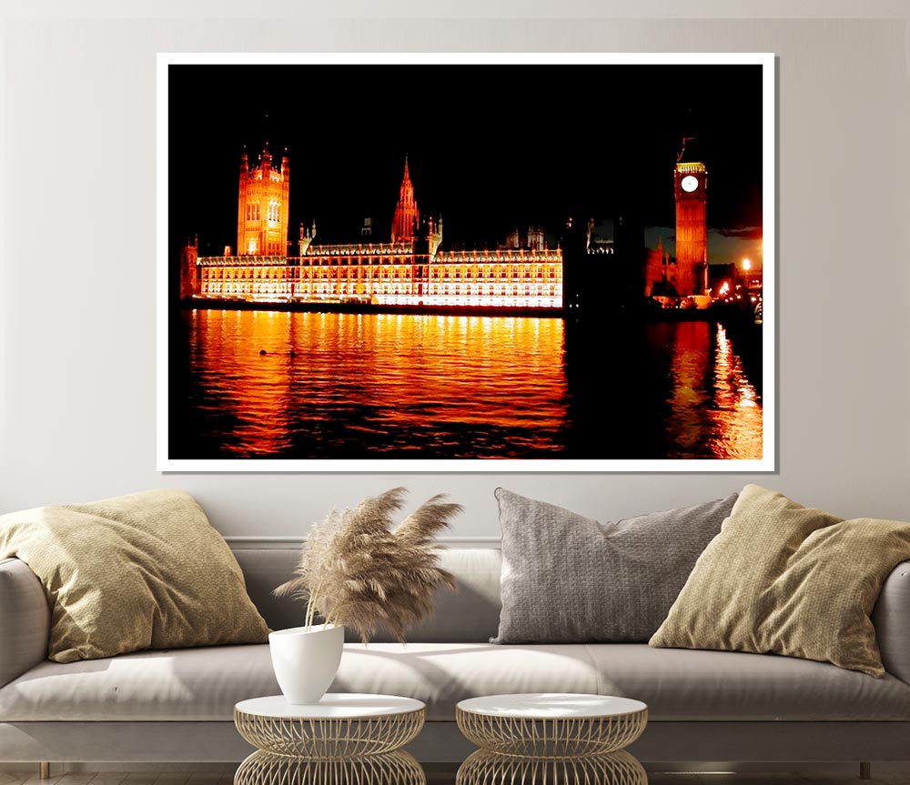 Houses Of Parliament Glow Print Poster Wall Art