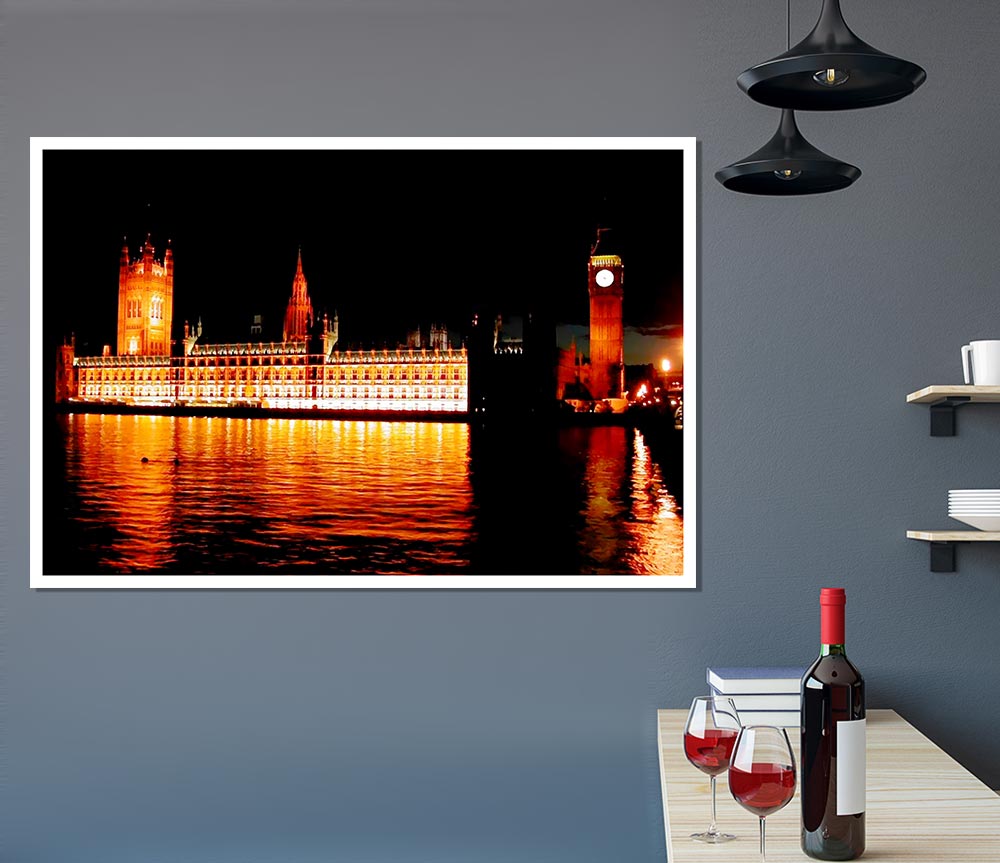 Houses Of Parliament Glow Print Poster Wall Art