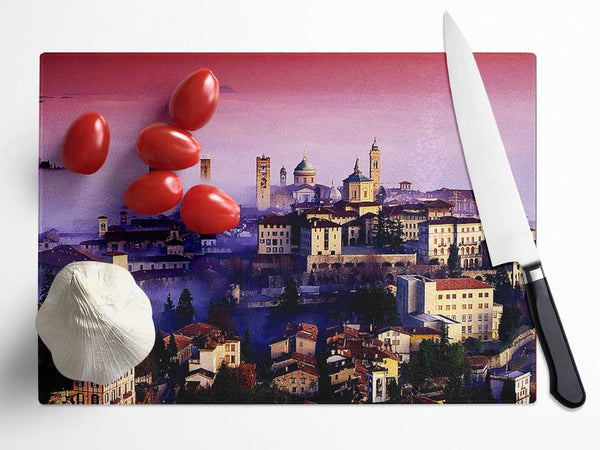 Italian City Mist Glass Chopping Board