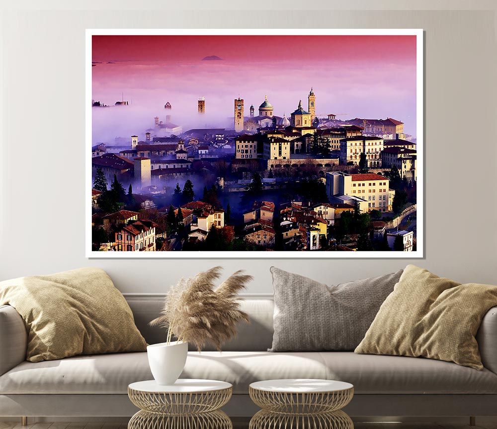 Italian City Mist Print Poster Wall Art