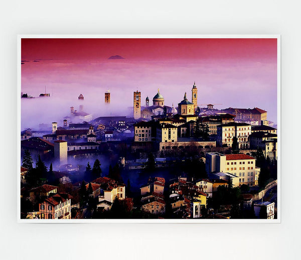 Italian City Mist Print Poster Wall Art