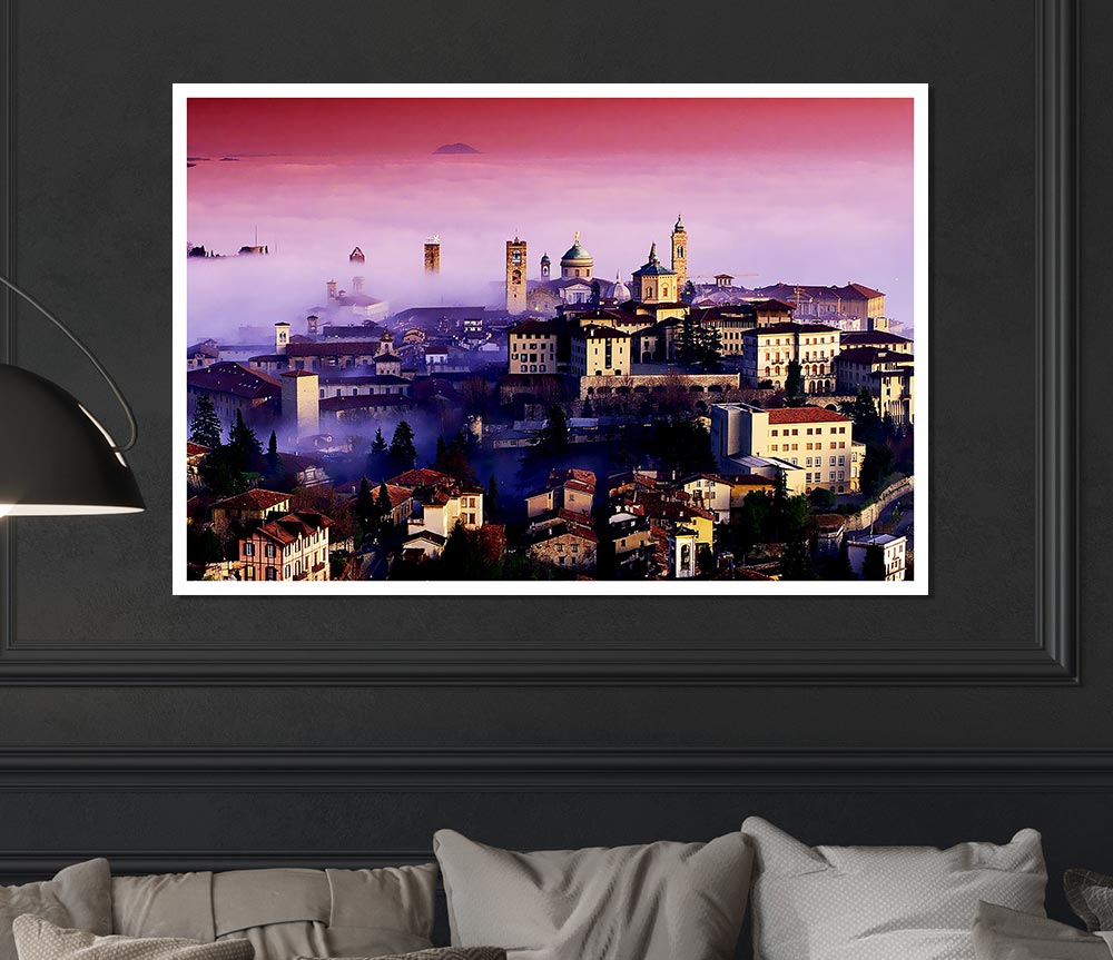 Italian City Mist Print Poster Wall Art