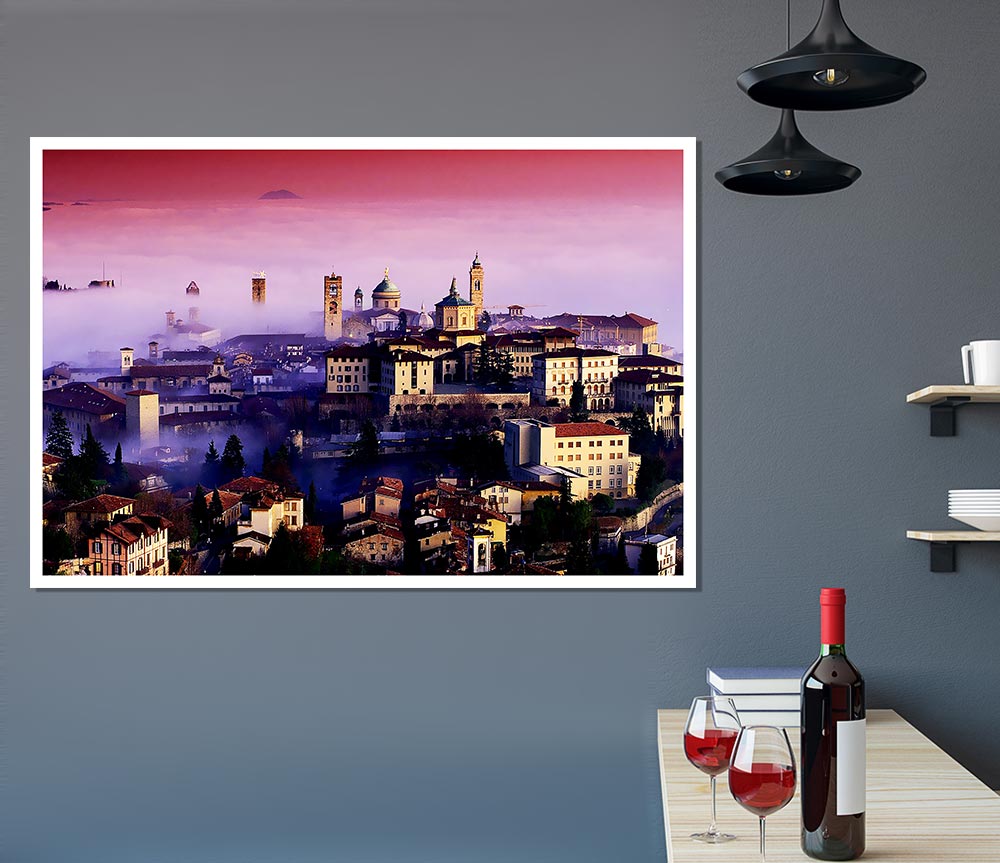 Italian City Mist Print Poster Wall Art