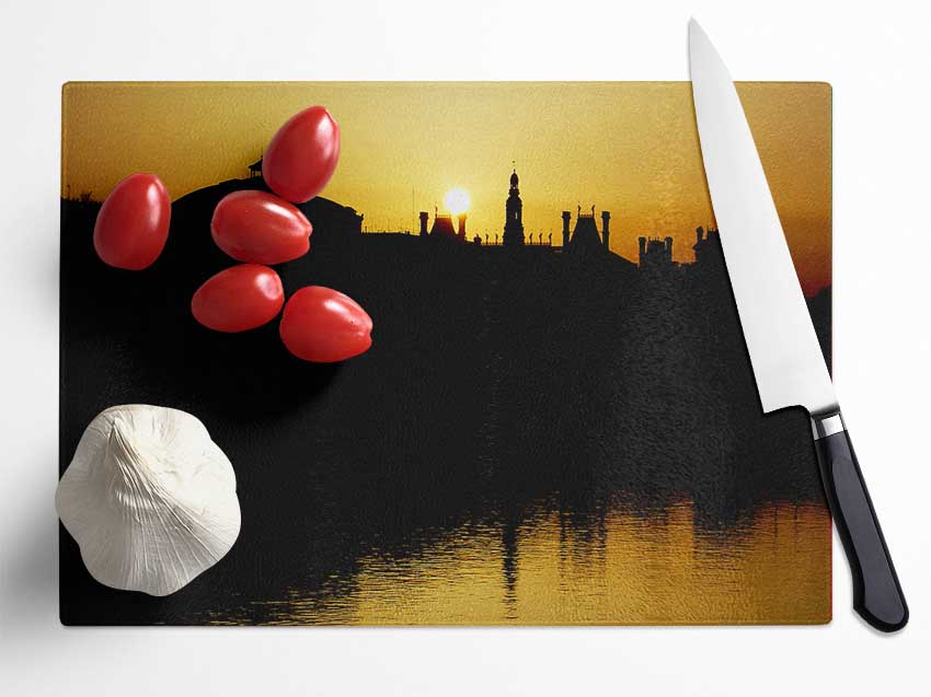 Italian City Sunset Glass Chopping Board