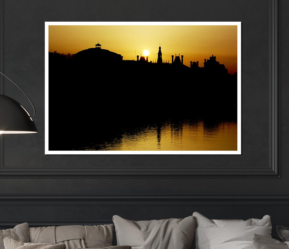 Italian City Sunset Print Poster Wall Art