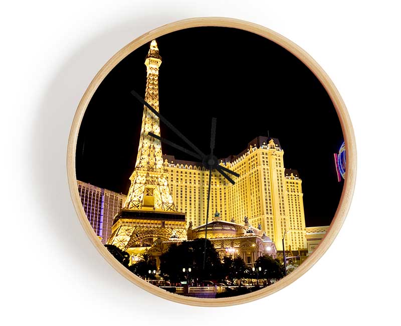 Las Vegas Golden Eiffel Tower Clock - Wallart-Direct UK