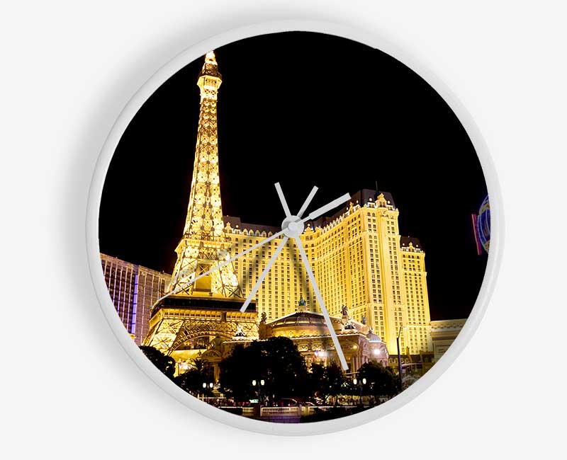 Las Vegas Golden Eiffel Tower Clock - Wallart-Direct UK