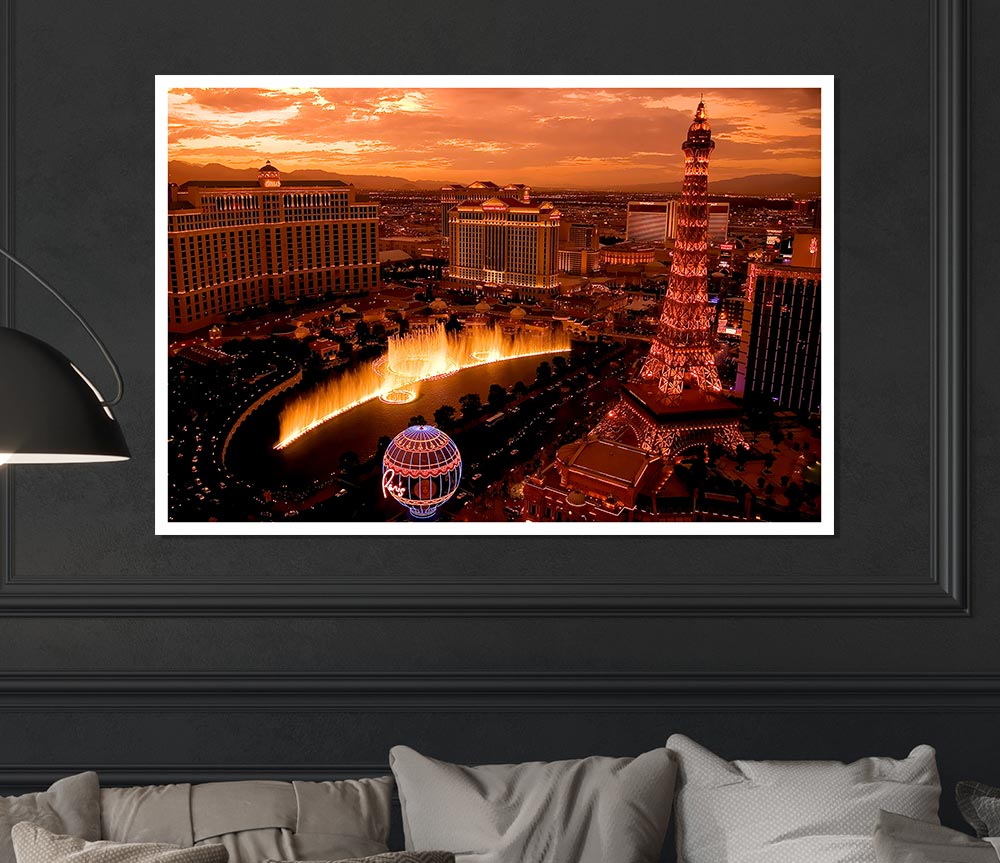 Las Vegas Little Eiffel Tower Print Poster Wall Art