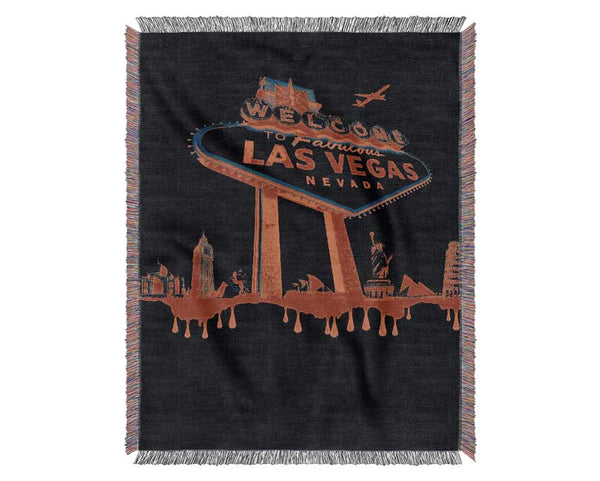 Las Vegas Sign Red Black Woven Blanket