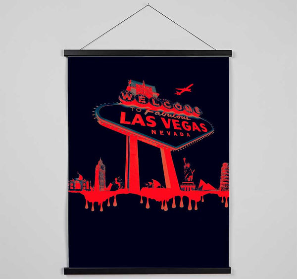 Las Vegas Sign Red Black Hanging Poster - Wallart-Direct UK