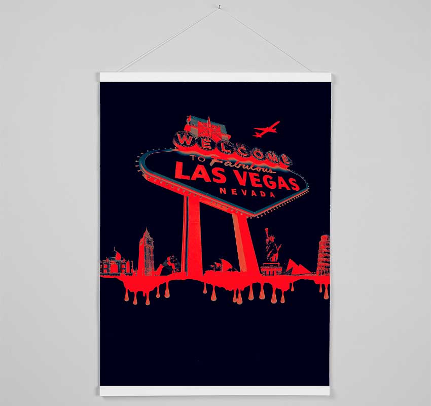 Las Vegas Sign Red Black Hanging Poster - Wallart-Direct UK