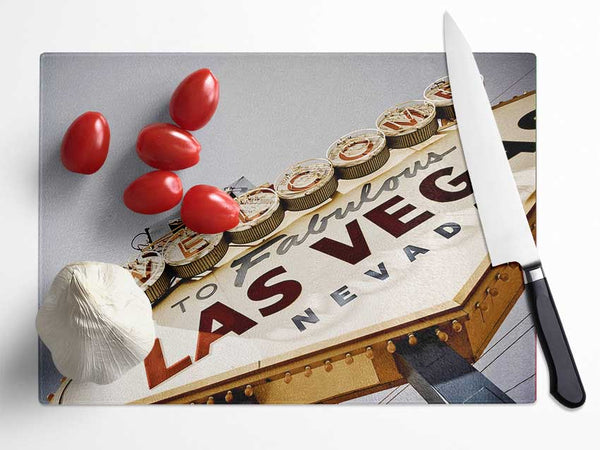 Las Vegas Sign Glass Chopping Board