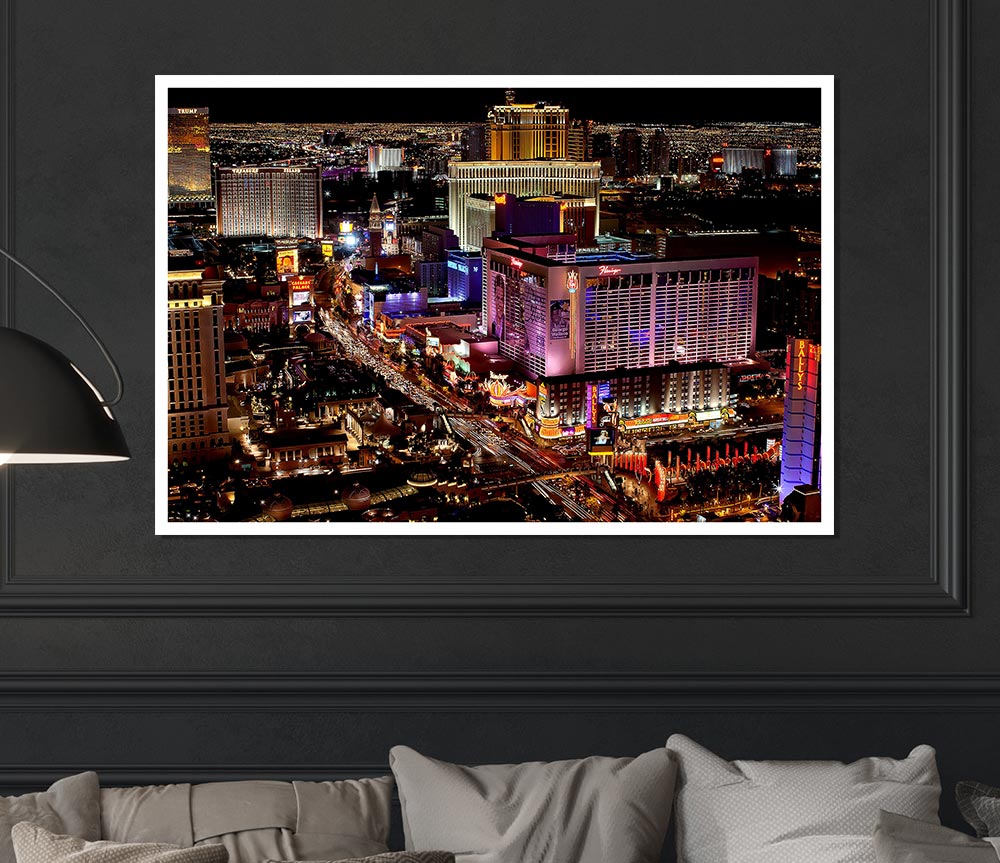 Las Vegas Strip Night Lights Print Poster Wall Art