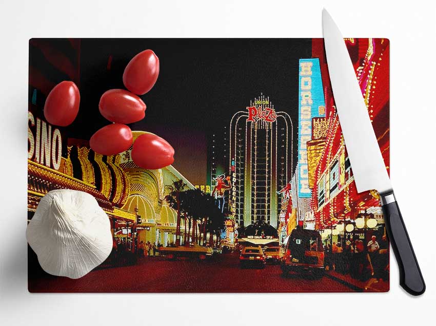 Las Vegas Strip Casino Heaven Glass Chopping Board