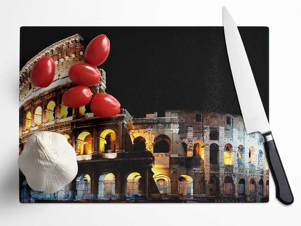 Lights Of The Colosseum Glass Chopping Board