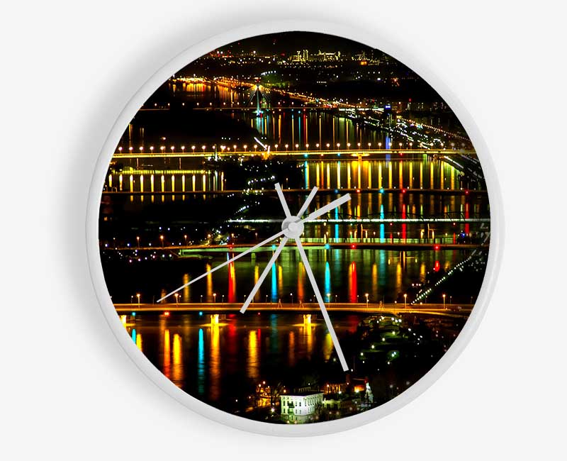 Lights At Danube Vienna Clock - Wallart-Direct UK