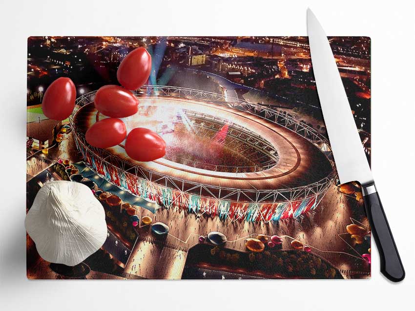 London 2012 Olympic Stadium Glass Chopping Board