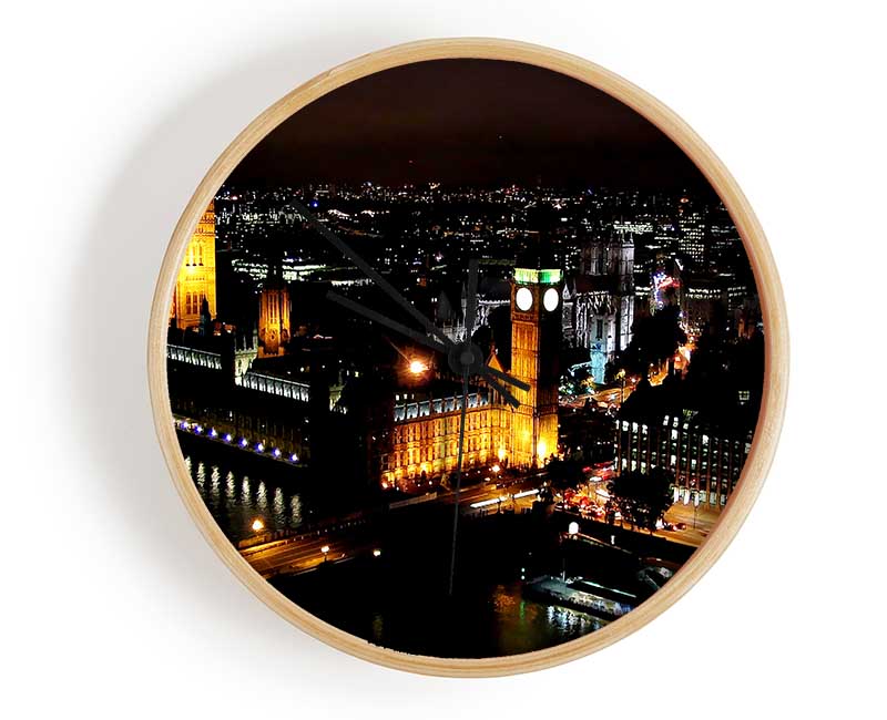 London Ariel View Night Lights Clock - Wallart-Direct UK