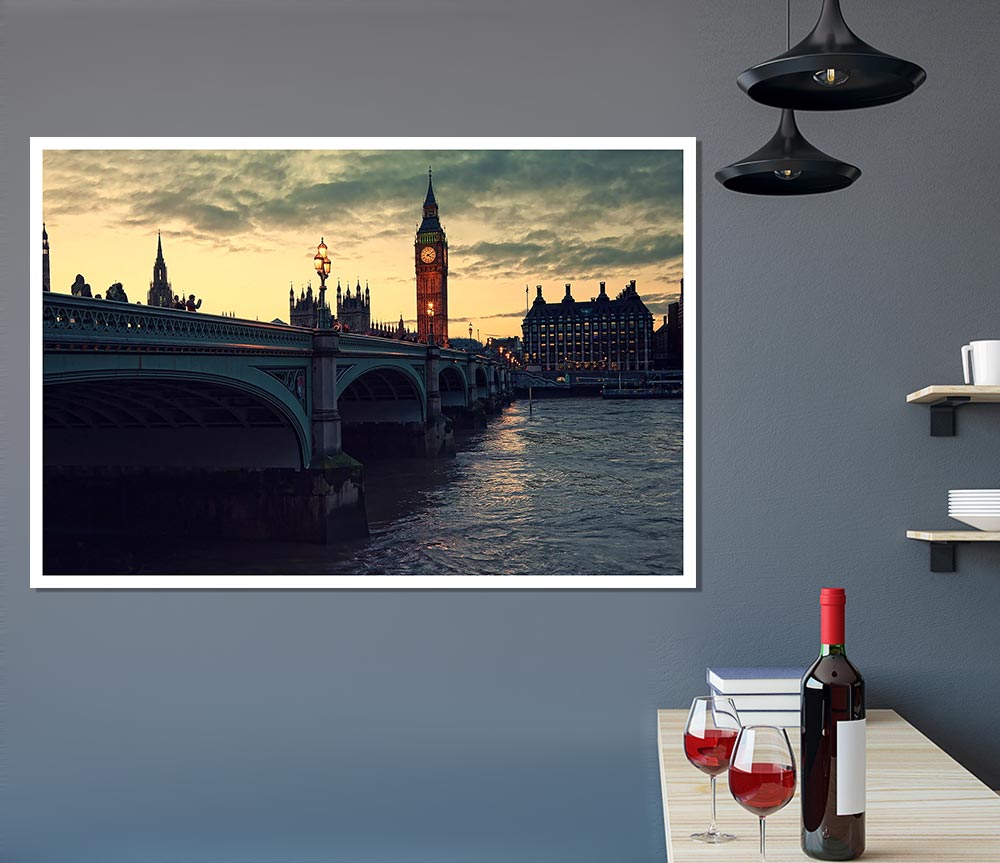 London At Dusk Print Poster Wall Art