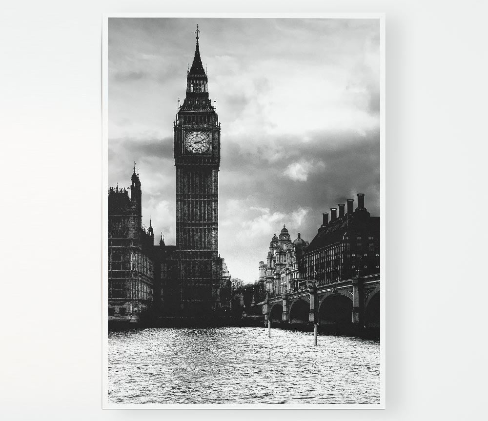 London Big Ben B N W Print Poster Wall Art