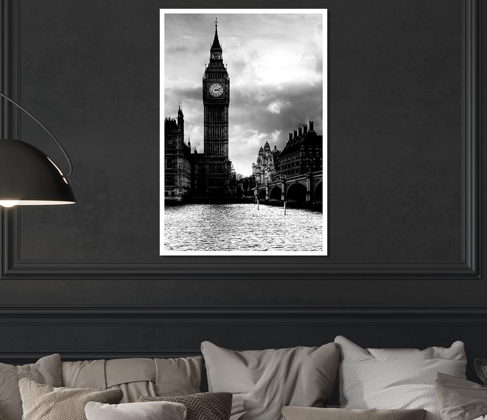 London Big Ben B N W Print Poster Wall Art