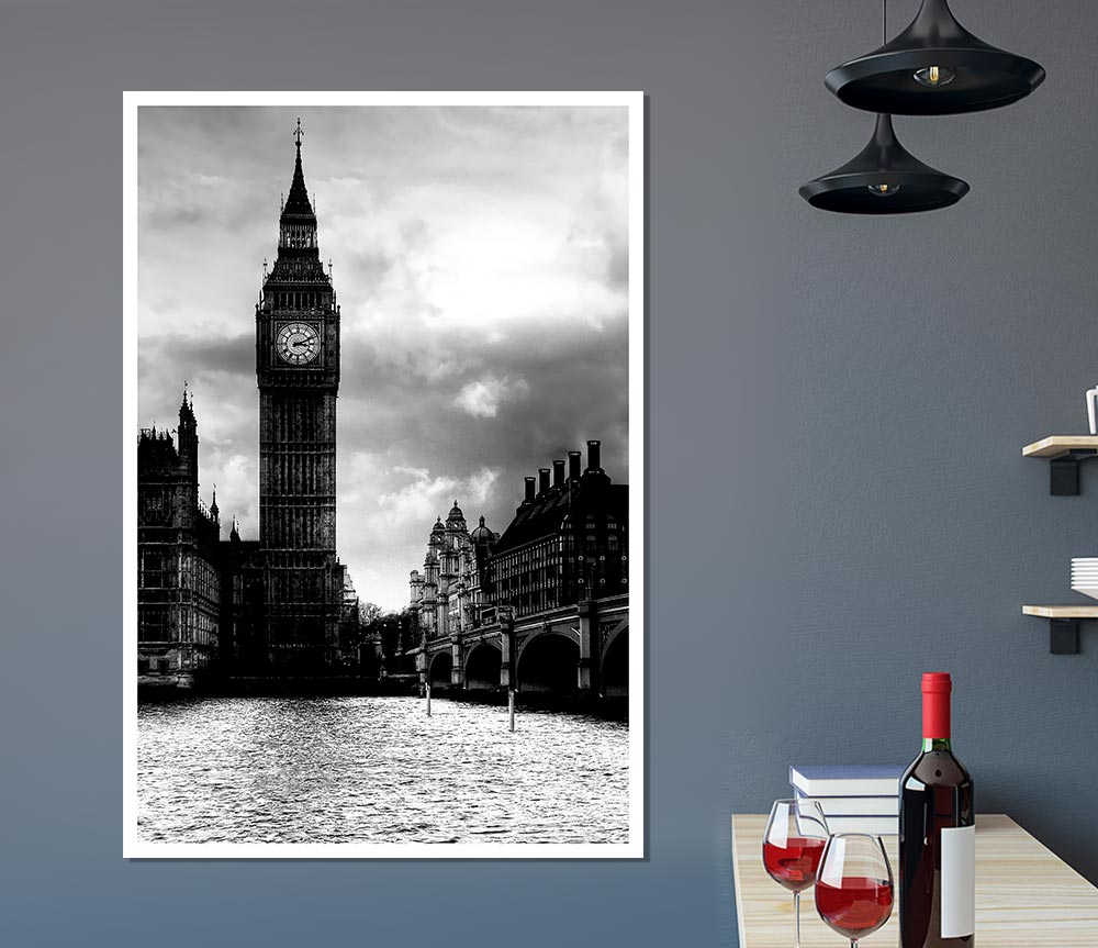 London Big Ben B N W Print Poster Wall Art