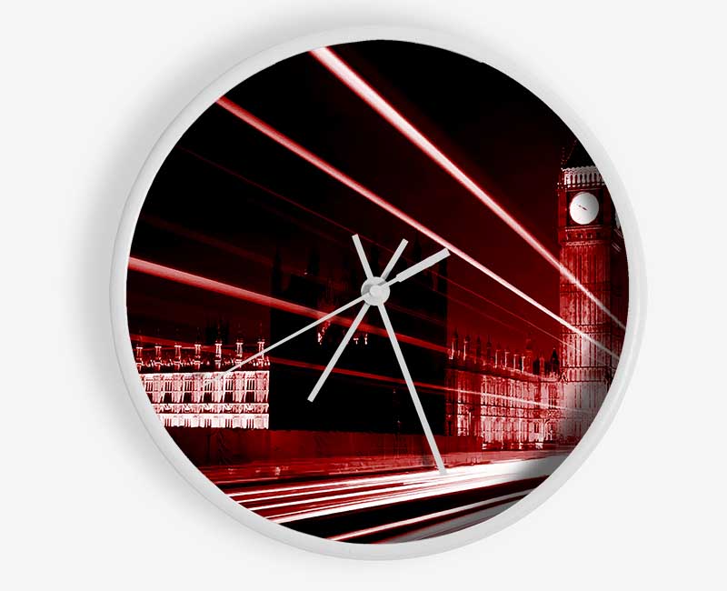 London Big Ben City Lights Red Clock - Wallart-Direct UK