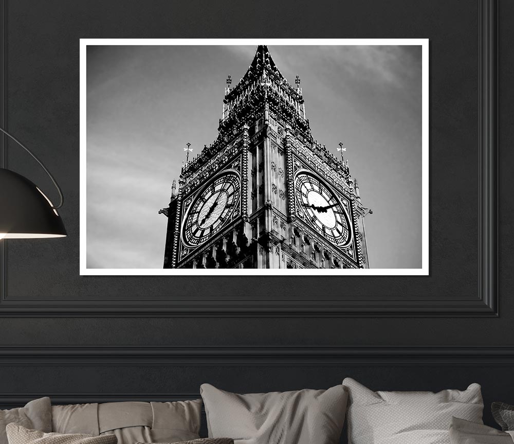 London Big Ben Close Up B N W Print Poster Wall Art