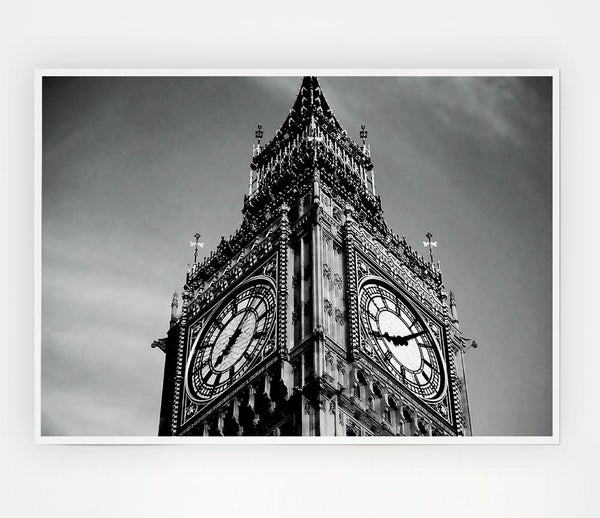 London Big Ben Close Up B N W Print Poster Wall Art