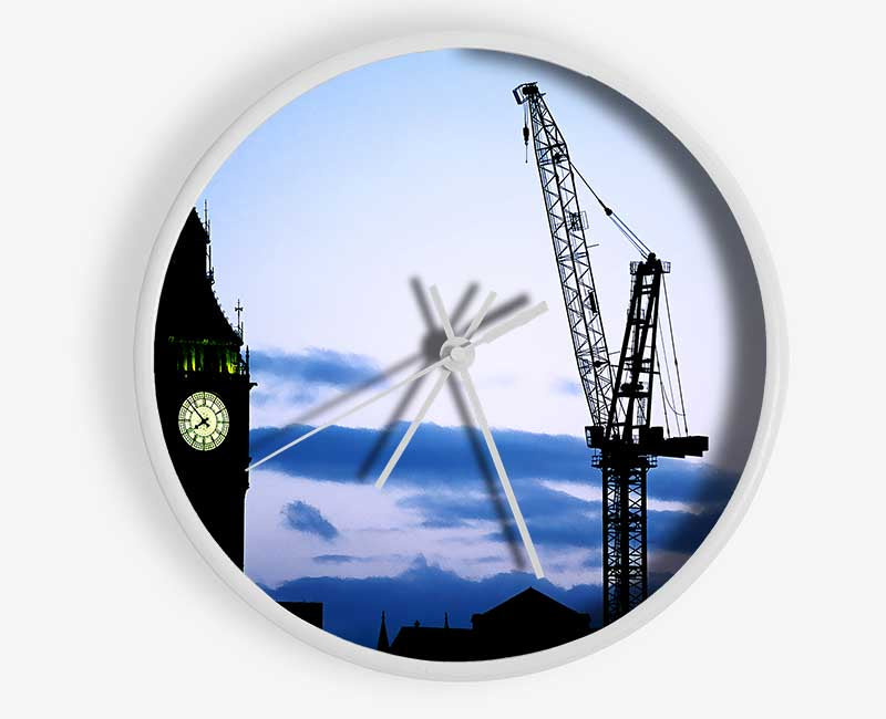 London Big Ben Lilac Night Skys Clock - Wallart-Direct UK