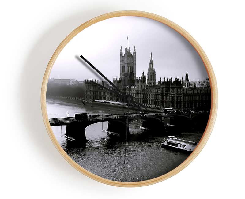 London Black And White Clock - Wallart-Direct UK