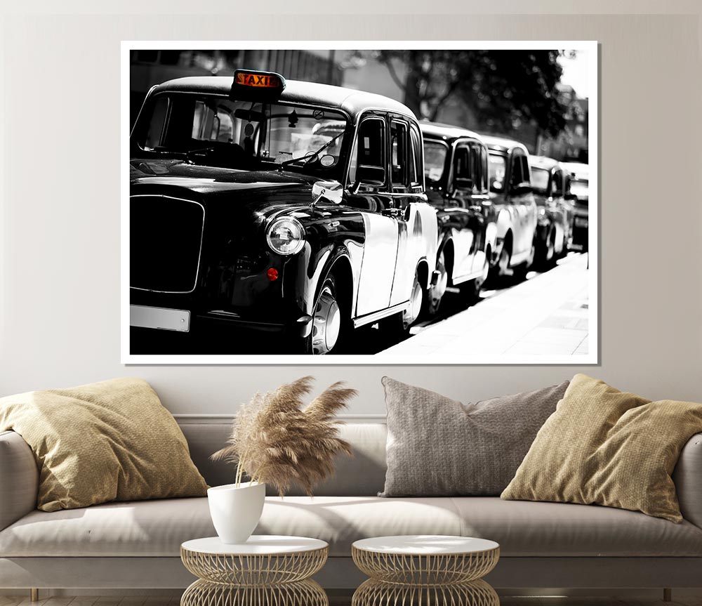 London Black Cabs Print Poster Wall Art