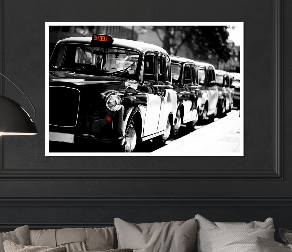 London Black Cabs Print Poster Wall Art