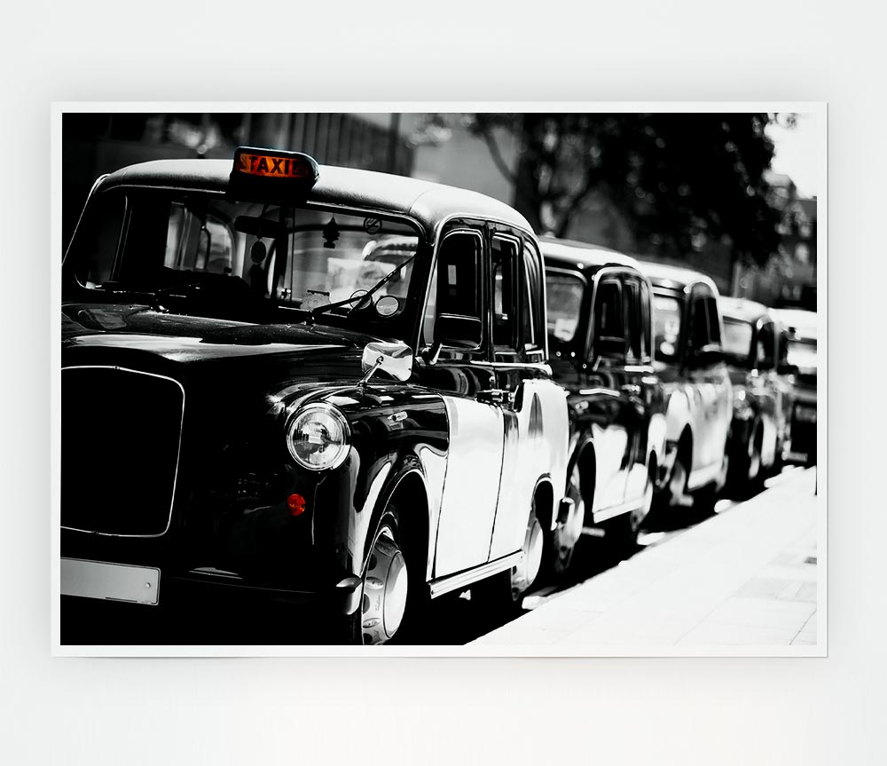 London Black Cabs Print Poster Wall Art