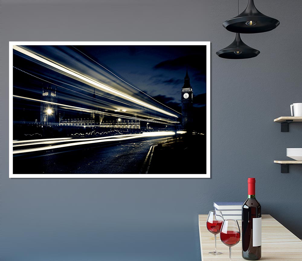 London Blue Nights Print Poster Wall Art