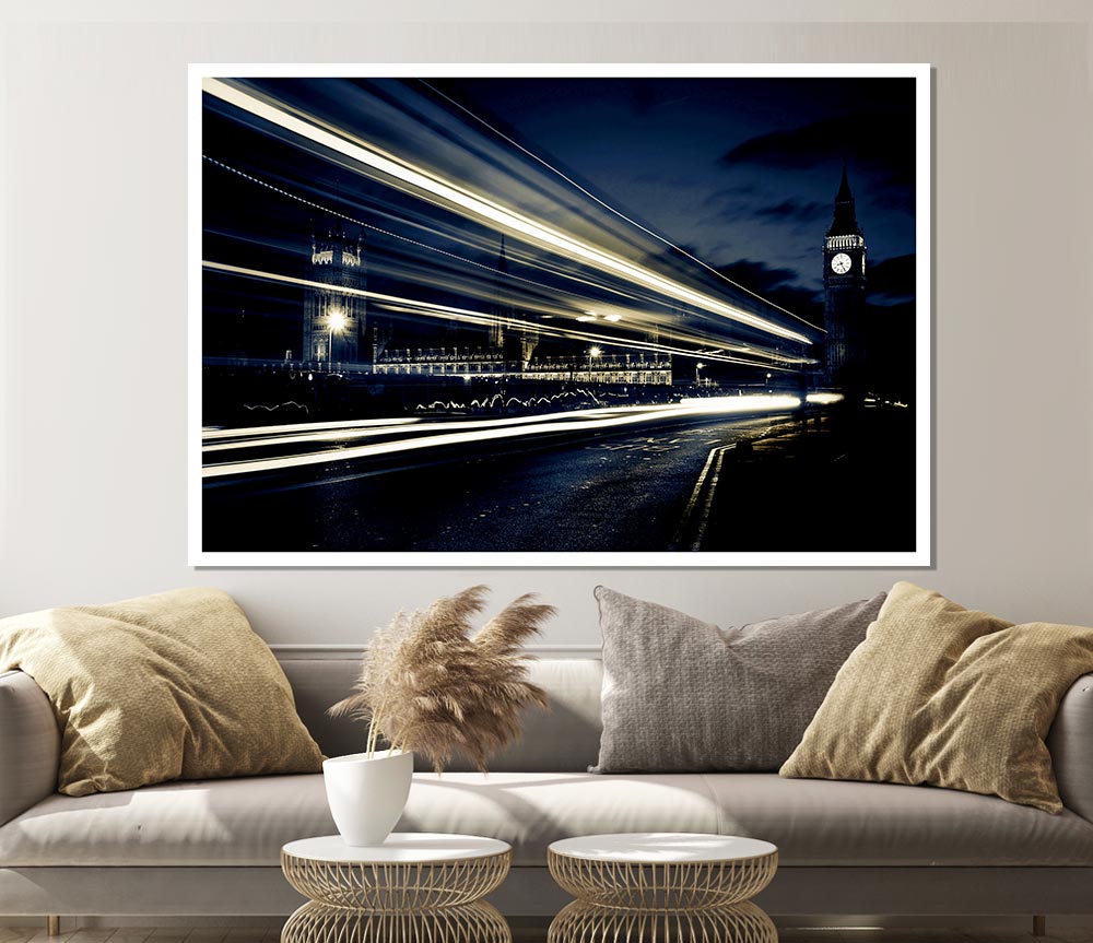 London Blue Nights Print Poster Wall Art