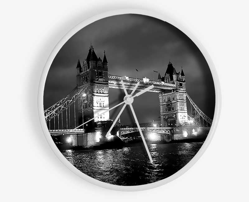 London Bridge At Night B n W Clock - Wallart-Direct UK