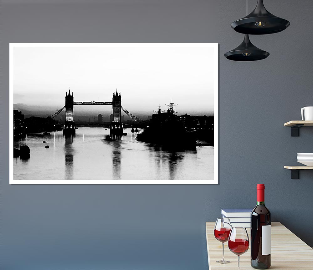 London Bridge B N W Print Poster Wall Art