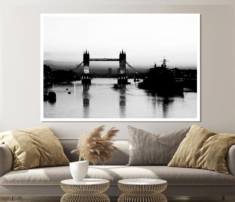 London Bridge B N W Print Poster Wall Art