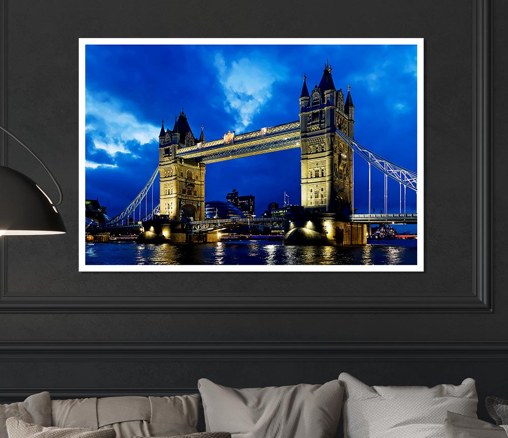 London Bridge Blue Evening Skys Print Poster Wall Art