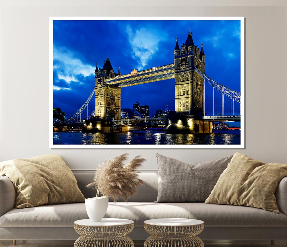 London Bridge Blue Evening Skys Print Poster Wall Art