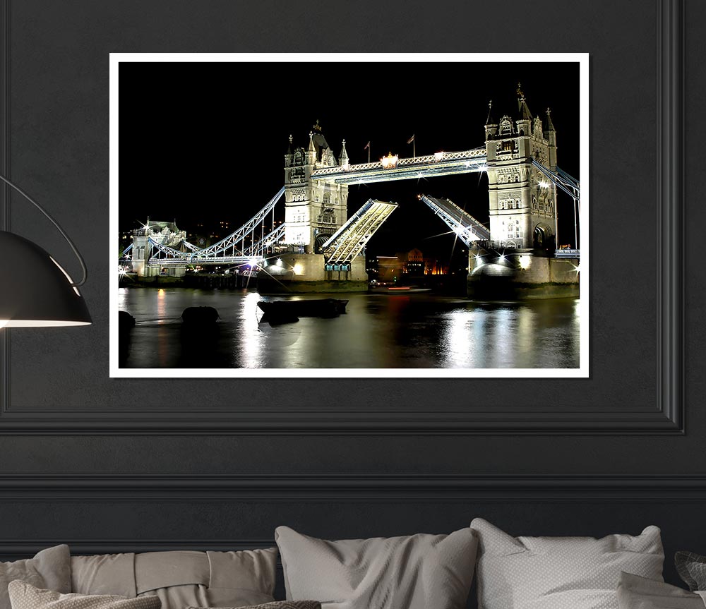 London Bridge Night Print Poster Wall Art